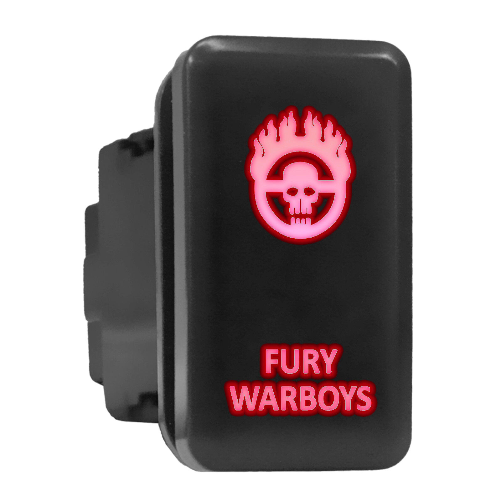 FURY WARBOYS Red Illuminated Tall Push Switch 1.54x0.83 Inch Toyota Compatible
