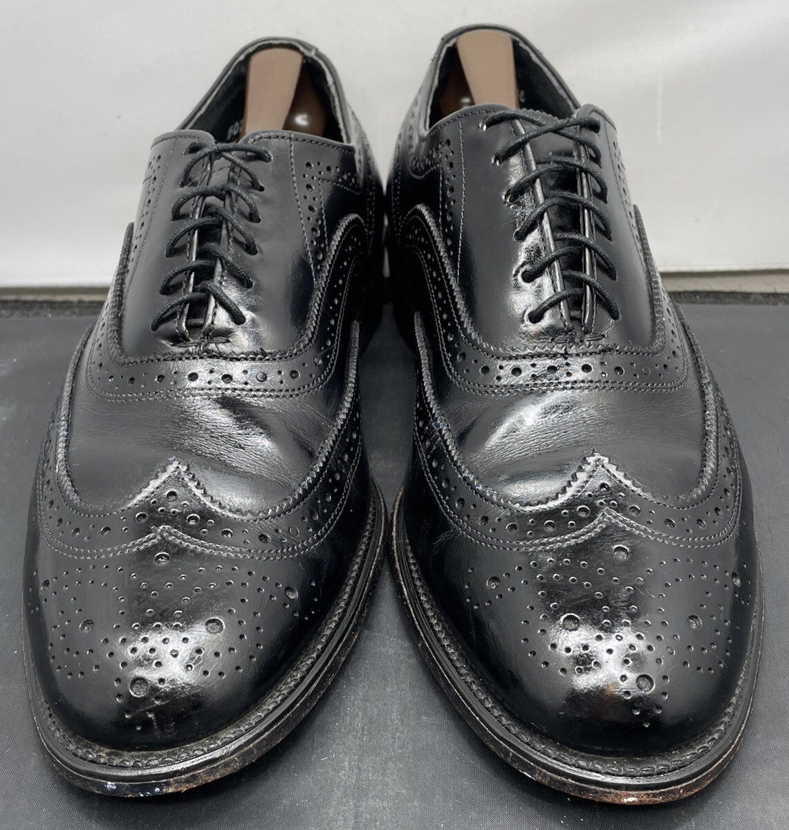 O\'Sullivan Black Leather Executive Imperial Wingtip Shoes Mens Size 11 Made USA s-l400.jpg main image 4