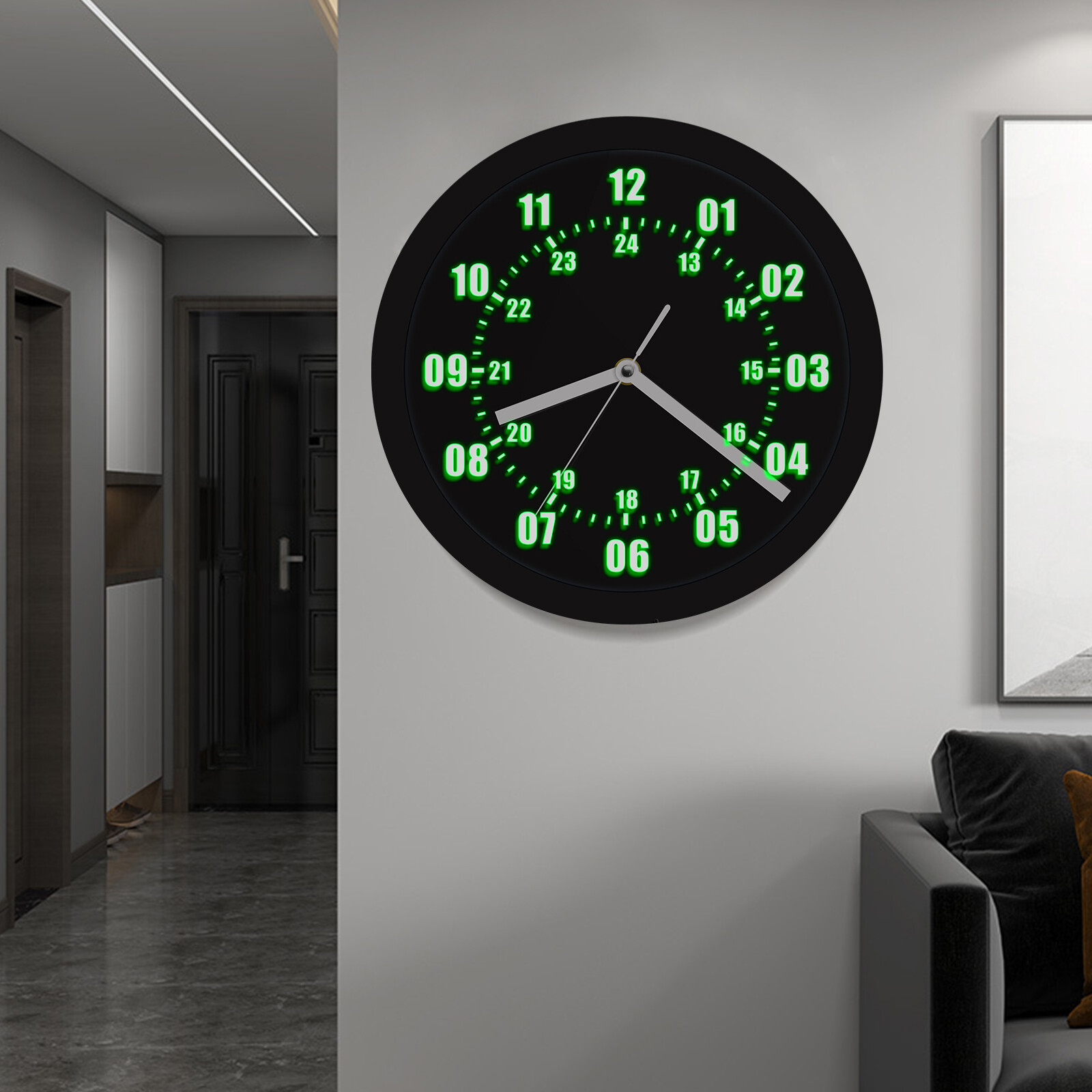 LED Backlight Military Time Wall Clock - 12/24 Hour Watch Style Display