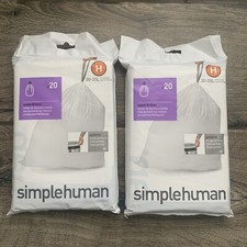 Simplehuman Code H Custom Fit Liners Trash Bag 30-35L 8-9 Gal - 40 Bags A