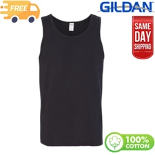 Gildan Black Plain Tank Top Singlet Sleeveless Vest T Shirt 100% Cotton for Men