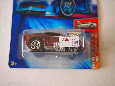 Hot Wheels 2004-071/100 First Editions – 'Tooned 1969 Camaro Z28 In Blu, Scala 1:64, Modello Da Collezione In Pressofusione