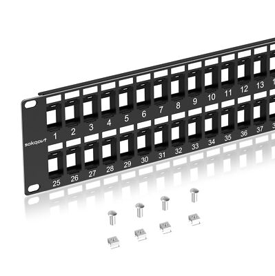48 Port Blank Keystone Patch Panel Snap-in Design Cat6 2U 19 inch Rack