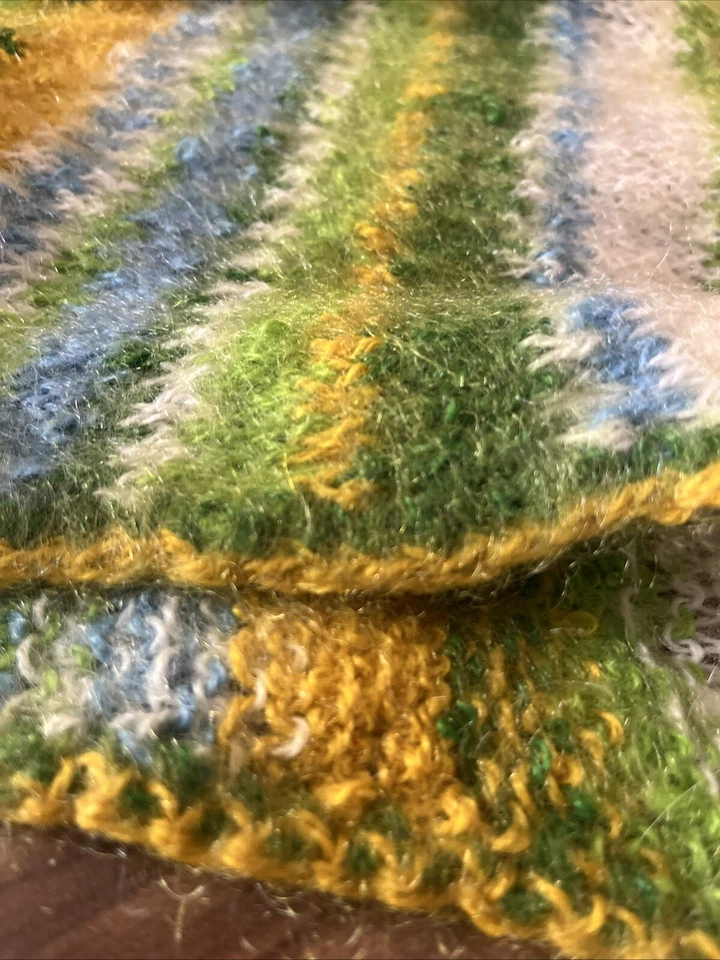 Soft Boho Throw Blanket ,Small Knitted Lightweight 33x50 Multicolored Fringed - Image 3 of 4