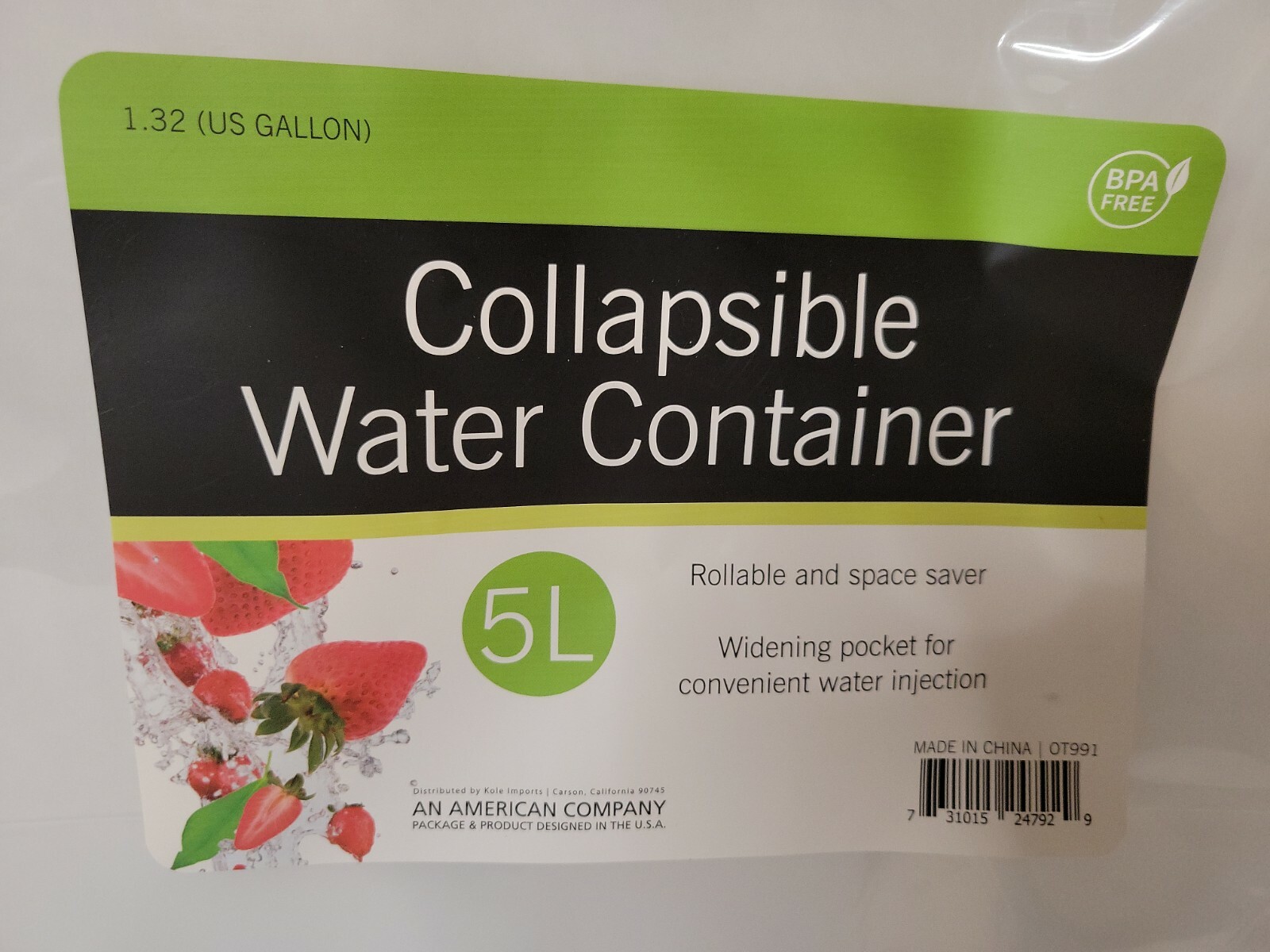 1pc Collapsible Water Container 5 Liter Camping Storage Foldable Bottle Portable