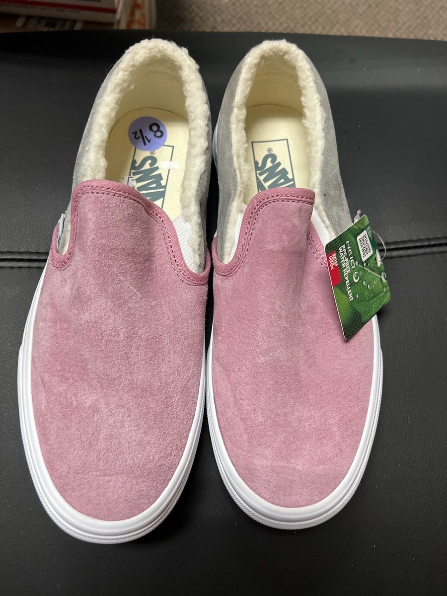 Vans Off the Wall Fur Sherpa Lined Sneaker Two Tone Suede Slip on Shoes 
