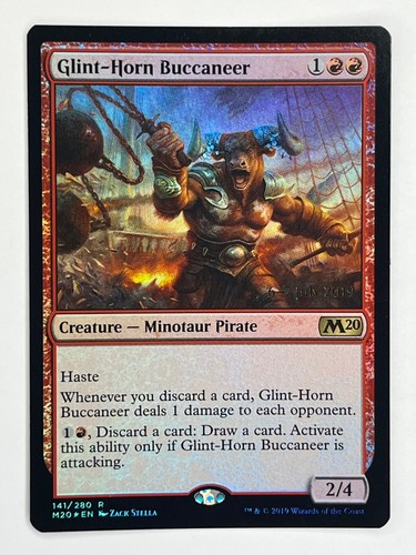 MTG Foil 1X Glint-Horn Buccaneer X1 Prerelease Promo (M20) Magic - NM