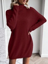 SHEIN LUNE Turtleneck Batwing Sleeve Sweater Dress Without Belt 440