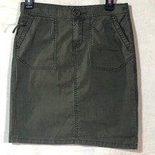 Gap Women's Khaki Skirt Olive size 2 front zi, side pockets, 100 cotton