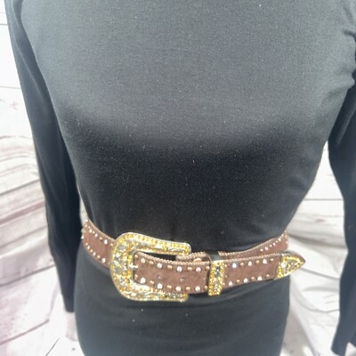 Leather Belt Womens XL Snake Print Rhinestone Western  display picture 3