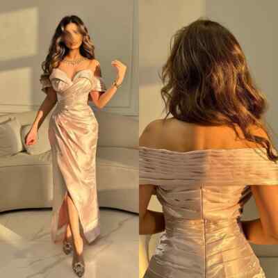 Satin Pleat Draped Prom A-line Bespoke Occasion Gown Midi Dresses Saudi Arabia ﻿
