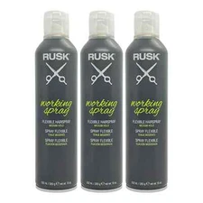 3 PACK!!! RUSK WORKING SPRAY FLEXIBLE MEDIUM HAIR HOLD HAIRSPRAY 10 OZ LOT / SET