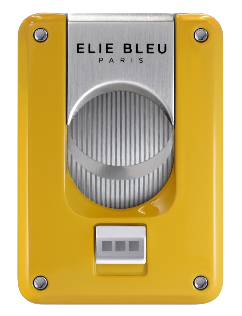 Elie Bleu Slide Button Cigar Cutter, Yellow Lacquer Finish
