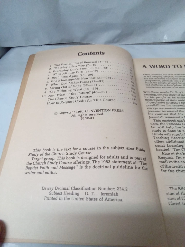Jeremiah Witness Under Pressure  Roy L Honeycutt (1981) Bible Study, PB - Image 4 of 4