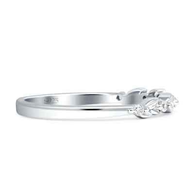 Leaf Style floral Half Eternity Wedding Band Ring CZ 925