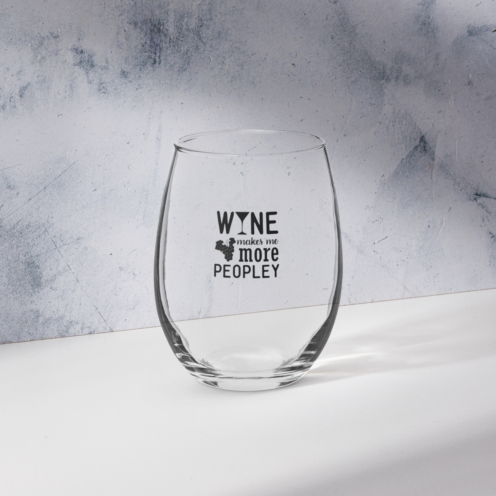 Wine Makes Me Peopley Stemless Wine Glass for Fun Social Drinking