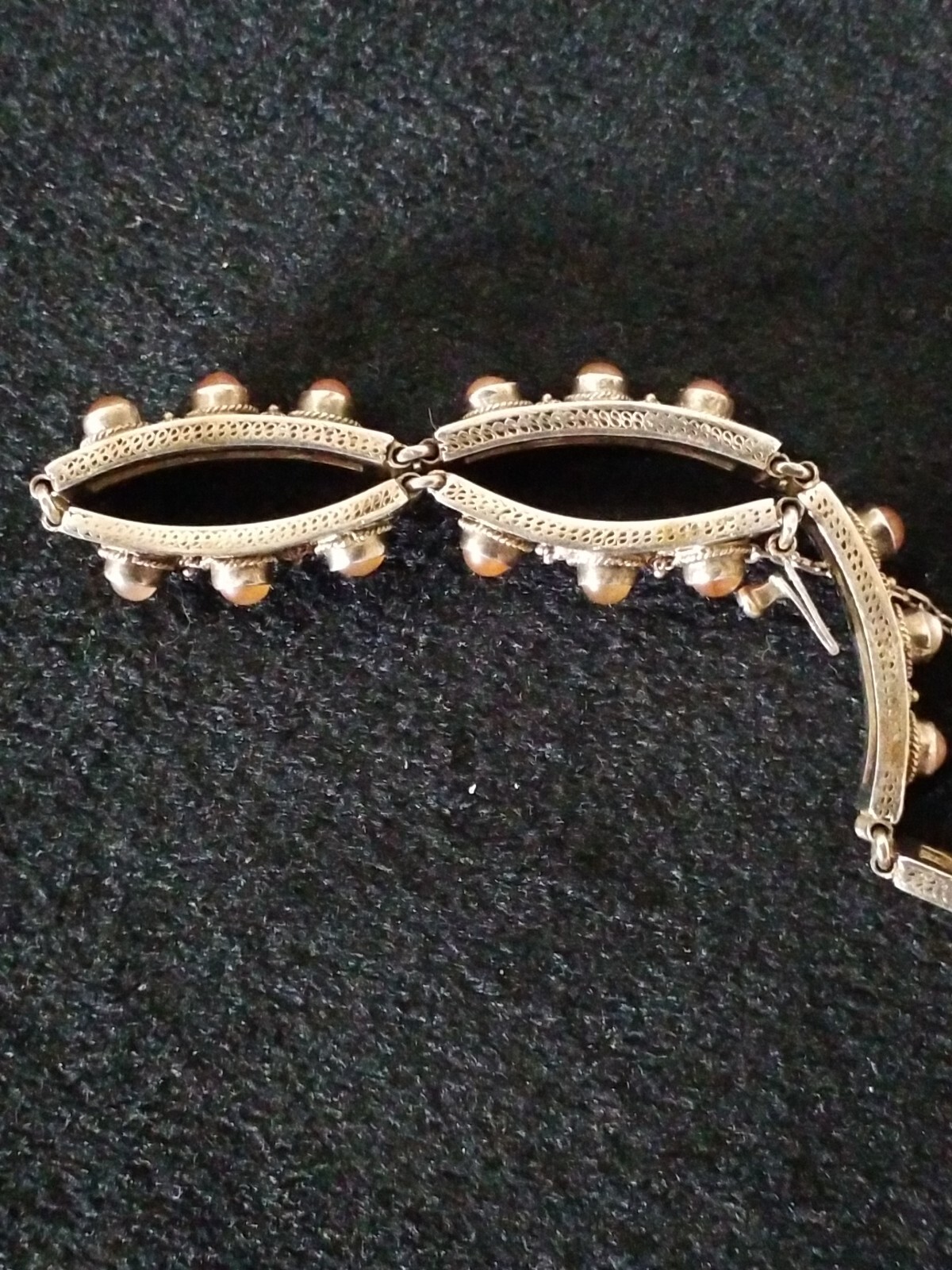 VTG Sterling Silver SNAKE EYE Amber Link Bracelet NIC… Gem