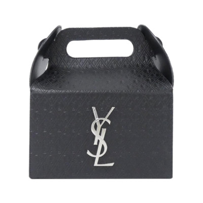 SAINT LAURENT YSL Black Takeaway Box Bag Monogram Vegetable Tanned
