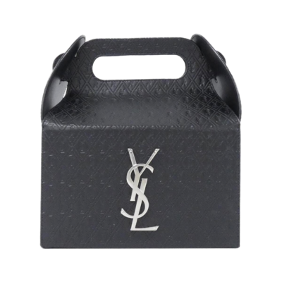 SAINT LAURENT YSL Black Takeaway Box Bag Monogram Vegetable Tanned