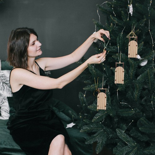 10 sztuk Sanie Ornament Choinka Miniaturowe narty śniegowe Wiszące biuro - Zdjęcie 6 z 12