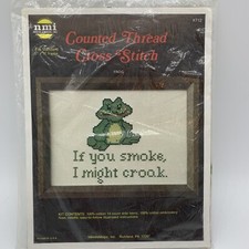 NOS NeedleMagic Counted Thread Cross Stitch Frog 5 X 7 Craft Smoke I Croak