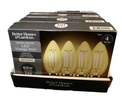 Better Home & Gardens LED Vintage Style Soft White 4 Bulbs 60W (Lot 4 ...