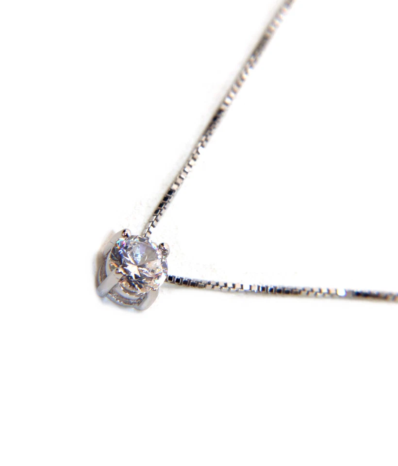 collana argento 925 collier donna ciondolo punto luce brillante passante 5mm - Immagine 4 di 4