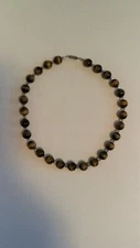 10mm Tiger's Eye Jasper Lava Beads Choker Necklace Women 17 inches