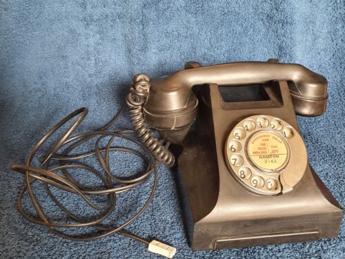 Vintage GPO Bakelit Telefon 332F FWR 68/2A Czarny Retro Dial Phone - Zdjęcie 1 z 7