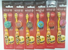 Brush Buddies emoji toothbrushes with flicker cap. Full set of all 6 emoji caps.