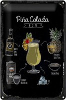 Blechschild Rezept Pina Colada Coktail Recipe 20X30 Cm Geschenk Schild Tin Sign