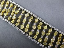 LARGE 25.55CT WHITE & CANARY DIAMOND 18KT 2 TONE GOLD MULTI ROW TENNIS BRACELET