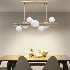 Modern 7-Light Linear Bubble Chandelier Glass Ball Ceiling Pendant Lamp Fixture