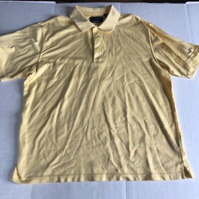 By Greg Norman Yellow Texture Short Sleeve Polo Shirt Sz XL A324