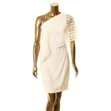 LAUREN RALPH LAUREN Women's One Shoulder Lace Overlay Dress TEDO