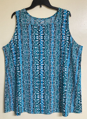 Women's Sleeveless Tank Top Size 1X Lightweight Knit Top Box Neck East 5th Woman