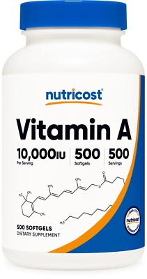 Nutricost Vitamin A 10,000iu - 500 SFG - Gluten Free & Non-GMO