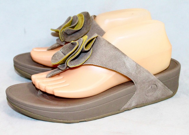 NWOB FITFLOP Yoko Sandal 293-310 Wo's 10 Eu 42 Taupe Suede Flower Applique' | eBay