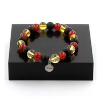 Steine Und MinéRaux. Armband Perlen Achat Rot +Citrin+Schwarz Onyx Matt 8 MM