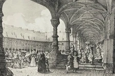 Belgium Palais Du Primat De Liège Cour Serving As Market Lithograph From 1837