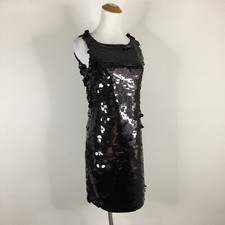 BANANA REPUBLIC Black Large Sequins Embellished Relaxed Fit Dress Womens sz 0