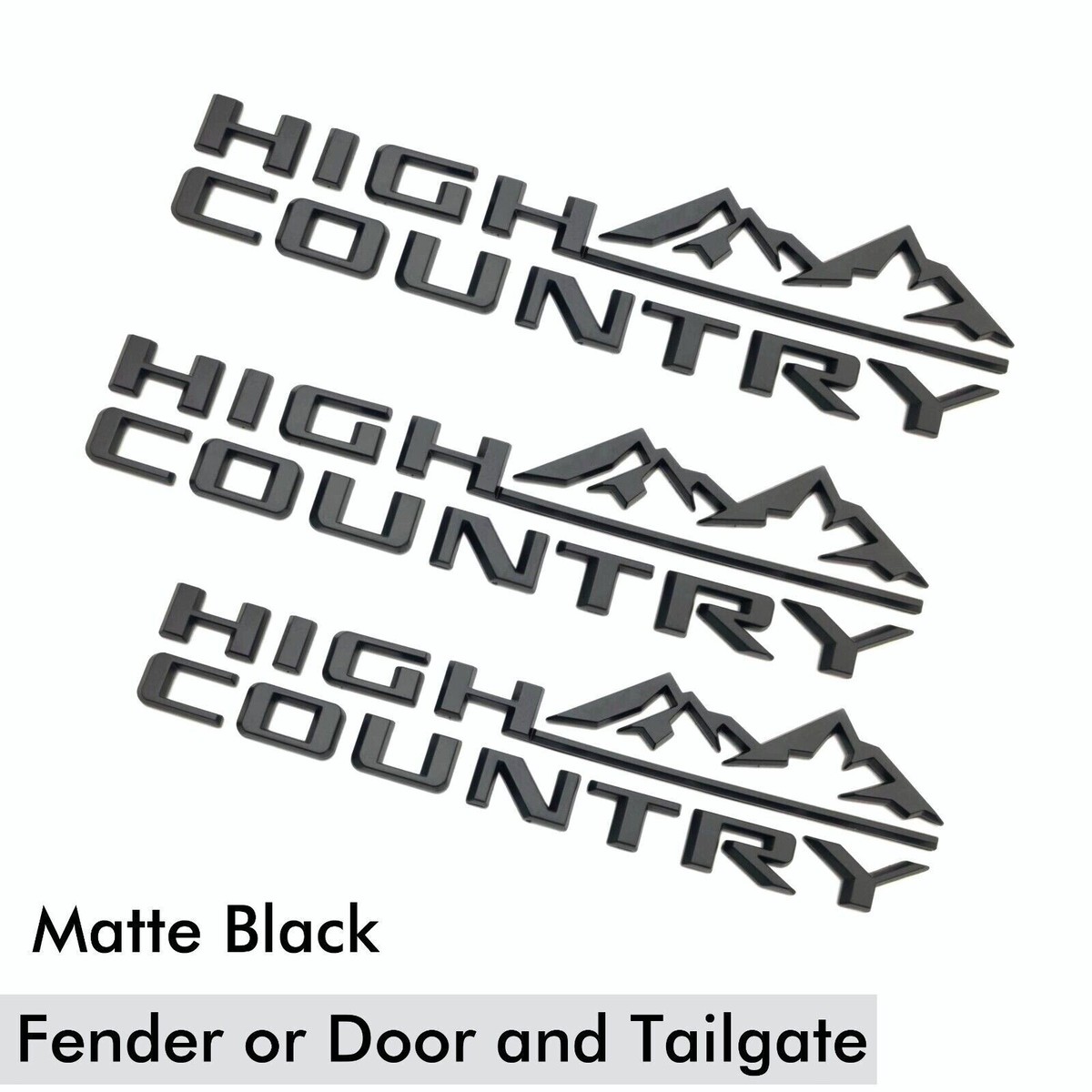 Set De 3 Emblemas High Country Brillantes Negro Para Chevrolet Tahoe Y Silverado - OEM
