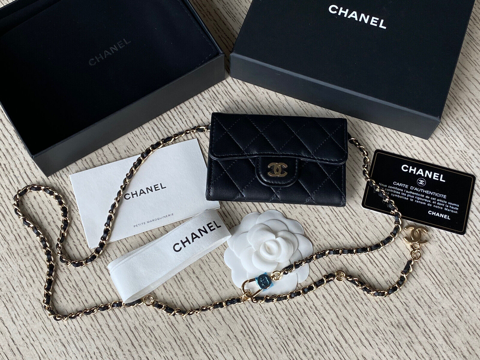 Chanel Black Quilted Caviar Boy Card Holder Pale Gold Hardware, 2020  Available For Immediate Sale At Sotheby's