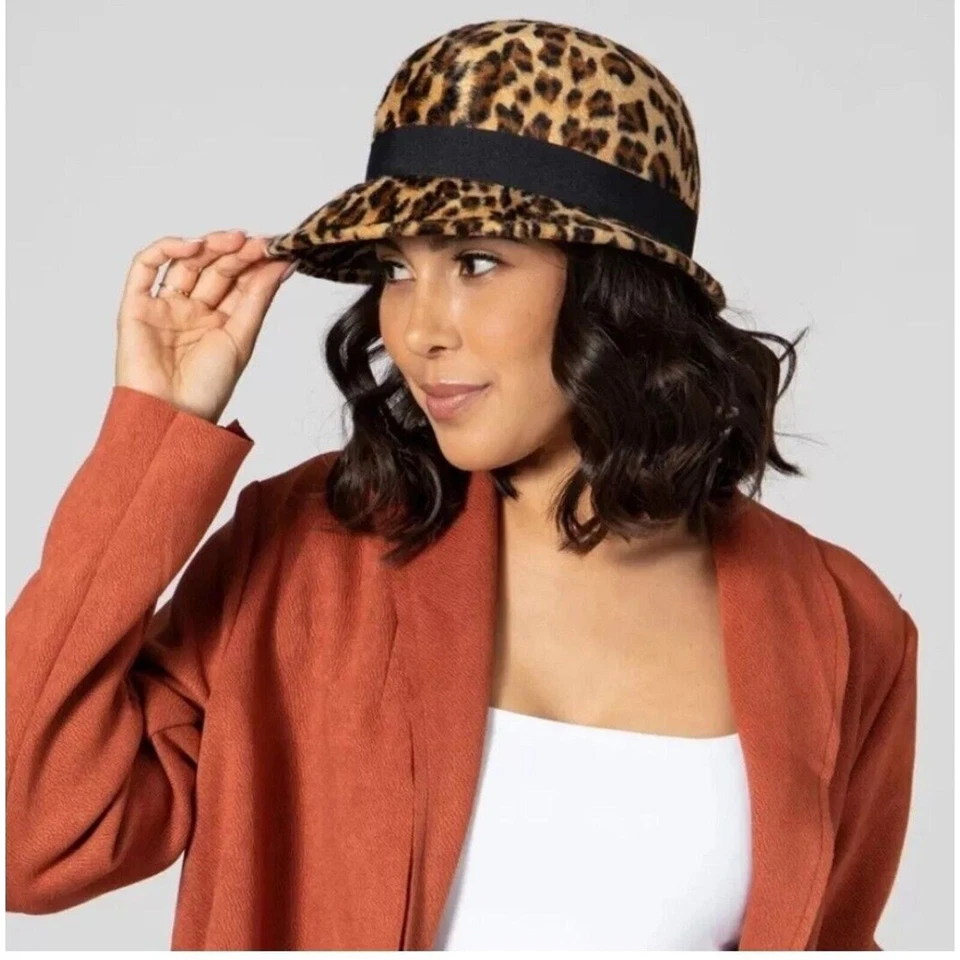 Chapéu derby San Diego Hat Company estampa animal leopardo boho feltro cloche tamanho SO - Imagem 3 de 3