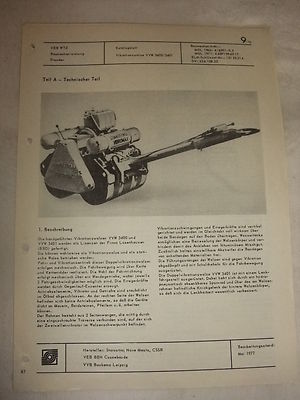 Original DDR Reklame Prospekt Datenblatt Vibrationswalze VVW 3400/3401 CSSR 1977