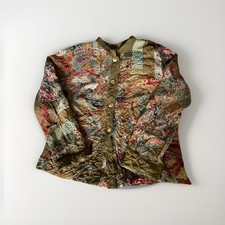 Citron Multicolor Quilted Floral Button Mid-Length Shirt Jacket L