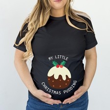 Maternity Christmas Pudding T-Shirt Funny Pregnancy Top Xmas Gift Shirt T-5320