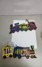 Vintage Burwood Circus Trains Animals Wall Plaques Set of 2