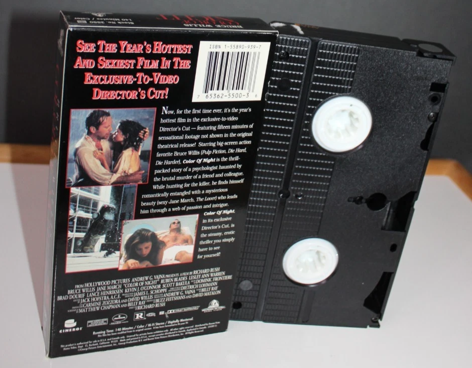 The Color Of Night VHS Movie Exclusive Director's Cut Bruce Willis - Image 3 of 4