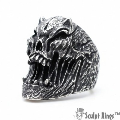 Sculpt Rings  Savage Skull Ring - Edelstahl Biker Punk Gothic Schmuck